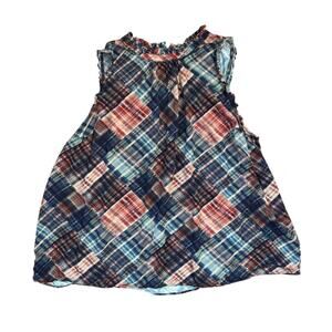 Torrid Plaid Patchwork Tank Top Blouse Shirt Ruffle Accent Plus Size